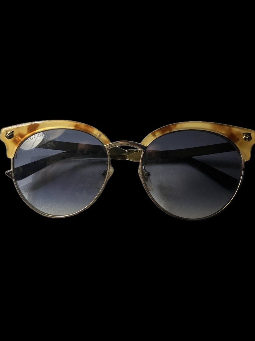 Gucci Women's Round Sunglasses - Amber/Brown Frame with Gradient Gray Lenses